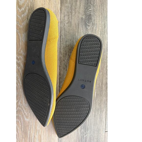 Rothy’s The Point Flats Size 9  Yellow with Blue Trim - Picture 2 of 3